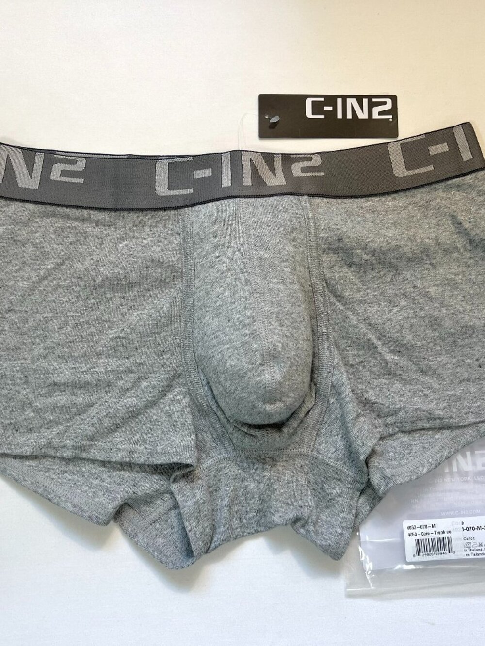 "C-IN2" Size X-Large Cotton Low-Rise Core Boxer Brief/Trunks - Heather Gray